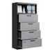 Fesbos File Cabinets for Home Office 4 Drawer Metal Lateral Filing Cabinets with Lock Hanging Files Letter/Legal/F4/A4 Size (Black&Gray)