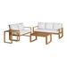 Grafton Eucalyptus Wood Outdoor Conversation Set with 2-Seat Bench 3-Seat Bench Coffee & Cocktail Table - 4 Piece