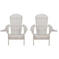 35 x 32 x 28 in. Foldable Adirondack Chair with Cup Holder White - Set of 2