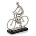 9.5 x 3 x 9 in. Silver & Black Marble Aluminum Man on Bike Sculpture