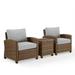 95 x 31.75 x 32.50 in. Bradenton Outdoor Wicker Armchair Set - Side Table & 2 Armchairs Gray & Weathered Brown - 3 Piece