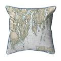 BoothBay ME Nautical Map Extra Large Zippered Indoor & Outdoor Pillow - 22 x 22 in.