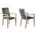 Wooden Outdoor Dining Chair with Fishbone Weave Charcoal Black - Set of 2