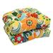 16 in. Spun Polyester Outdoor U-Shaped Tufted Chair Cushions Floral Spice - Set of 2