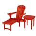 Oceanic Collection Outdoor Bistro Adirondack Chaise Lounge Foldable Chair Set with Cup & Glass Holder & Built in Ottoman Red - Wood - 2 Piece