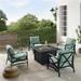 Outdoor Conversation Set with Fire Table Mist & Oil Rubbed Bronze - Dante Fire Table & 4 Arm Chairs - 5 Piece