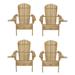 35 x 32 x 28 in. Foldable Adirondack Chair with Cup Holder Natural - Set of 4