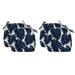 FBTS Prime Outdoor Seat Pads 18x19 Inch Set of 4 Patio Seat Cushions with Ties Square Navy Leaves Chair Cushions