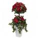 4 ft. Poinsettia Berry Topiary With Decorative Planter - Red - 4 ft.