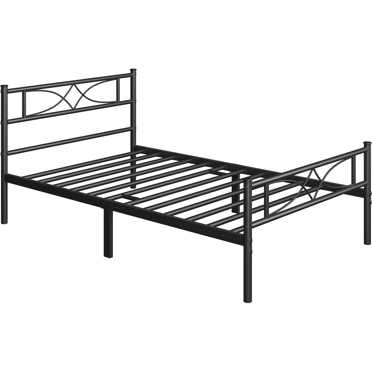 Yaheetech Metallbett 90 x 190 cm Bettrahmen mit Hohem Kopfteil Gästebett mit Lattenrost für Schlafzimmer Gästezimmer Viel Stauraum unter Bett Schwarz Image