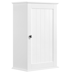 Yaheetech Hängeschrank, Wandschrank mit Einer Tür, Badschrank, Küchenschrank, Medizinschrank in Weiß, 35 x 21 x 55 cm