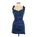 BCBGMAXAZRIA Casual Dress - Mini: Blue Dresses - Women's Size 6