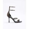 River Island Womens Brown Leopard Print Strappy Heeled Sandals