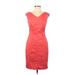 Club Monaco Casual Dress - Sheath V Neck Sleeveless: Orange Print Dresses - Women's Size 6