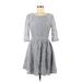 Cupcakes & Cashmere Cocktail Dress - Mini Scoop Neck 3/4 sleeves: Gray Solid Dresses - Women's Size 6