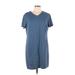 Alex Garfield Casual Dress - Shift V-Neck Short sleeves: Blue Solid Dresses - Women's Size 10