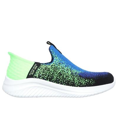 Skechers Boy's Slip-ins: Ultra Flex 3.0 - Brisk-Spec Sneaker | Black/Lime | Textile | Machine Washable