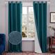 Deconovo Door Curtains Thermal 90 Drop, 100% Blackout Curtains with Coating, Light Weight Living Room Curtains Eyelet, Faux Linen Curtains for Door, Turquoise Green, 66 x 90 Inch(WxL), 2 Panels