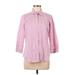 IZOD Long Sleeve Button Down Shirt: Pink Tops - Women's Size Medium