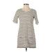 French Connection Casual Dress - Mini Crew Neck Short sleeves: Tan Print Dresses - Women's Size 4