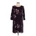 J.Jill Casual Dress - Shift Scoop Neck 3/4 sleeves: Burgundy Floral Dresses - Women's Size Large Petite