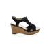 Adrienne Vittadini Wedges: Slingback Platform Boho Chic Black Print Shoes - Women's Size 7 1/2 - Open Toe