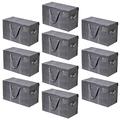 VENO 10 Pack Extra Large Moving Storage Bags with Zips, Heavy-Duty Organizer Tote, Moving Box Alternative, Packing Supplies, Clothes Storage Bin, Tag Pocket for Label, Water-Resistant (Gray, 10 Pack)