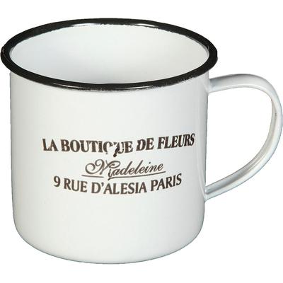 Tasse AMBIENTE HAUS "Becher DE FLEUR aus Emaille in Antikweiß", weiß, B:12cm H:8cm, Trinkgefäße, Becher Image