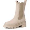 Chelseaboots TAMARIS, Damen, Gr. 41, Normalschaft, beige (hellbeige), Nubukleder, Elastischer Einsatz, klassisch, Schuhe, Blockabsatz, Schlupfboots, Kurzstiefel, beidseitige Stretcheinsätze