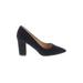 CATHERINE Catherine Malandrino Heels: Pumps Chunky Heel Cocktail Black Print Shoes - Women's Size 6 1/2 - Pointed Toe