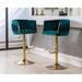 Everly Quinn Swivel Adjustable Height Bar Stool Velvet/Metal in Green | 20.5 W in | Wayfair 04EE16E30DDC43F58E2D02D6EAFB8775