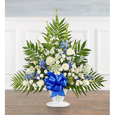 1-800-Flowers Sympathy Delivery Tranquility Floor Basket - Blue & White Medium