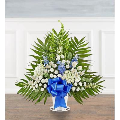 1-800-Flowers Flower Delivery Tranquility Floor Basket - Blue & White Small