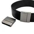 Aaazee Matte Black 20mm Flat Magnetic Clasps 20mmx3mm Hole Bracelet Making Leather Glue In