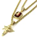 Fashion Classic Men and Women Metal Inlaid Crystal Little Angel and Praying Hand Pendant Necklace