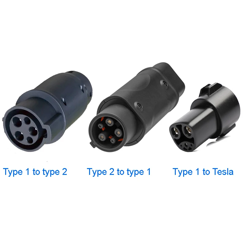 Adapter lauf iec 62196 Typ 2 oder j1772 Typ 1 Fahrzeug Elektroautos laden ev Ladegerät Stecker schwarz für Tesla Image