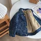 Jungen Denim Fleece Gepolstert Mantel 2022 Neue kinder Herbst und Winter Verdickung Jacke Baby