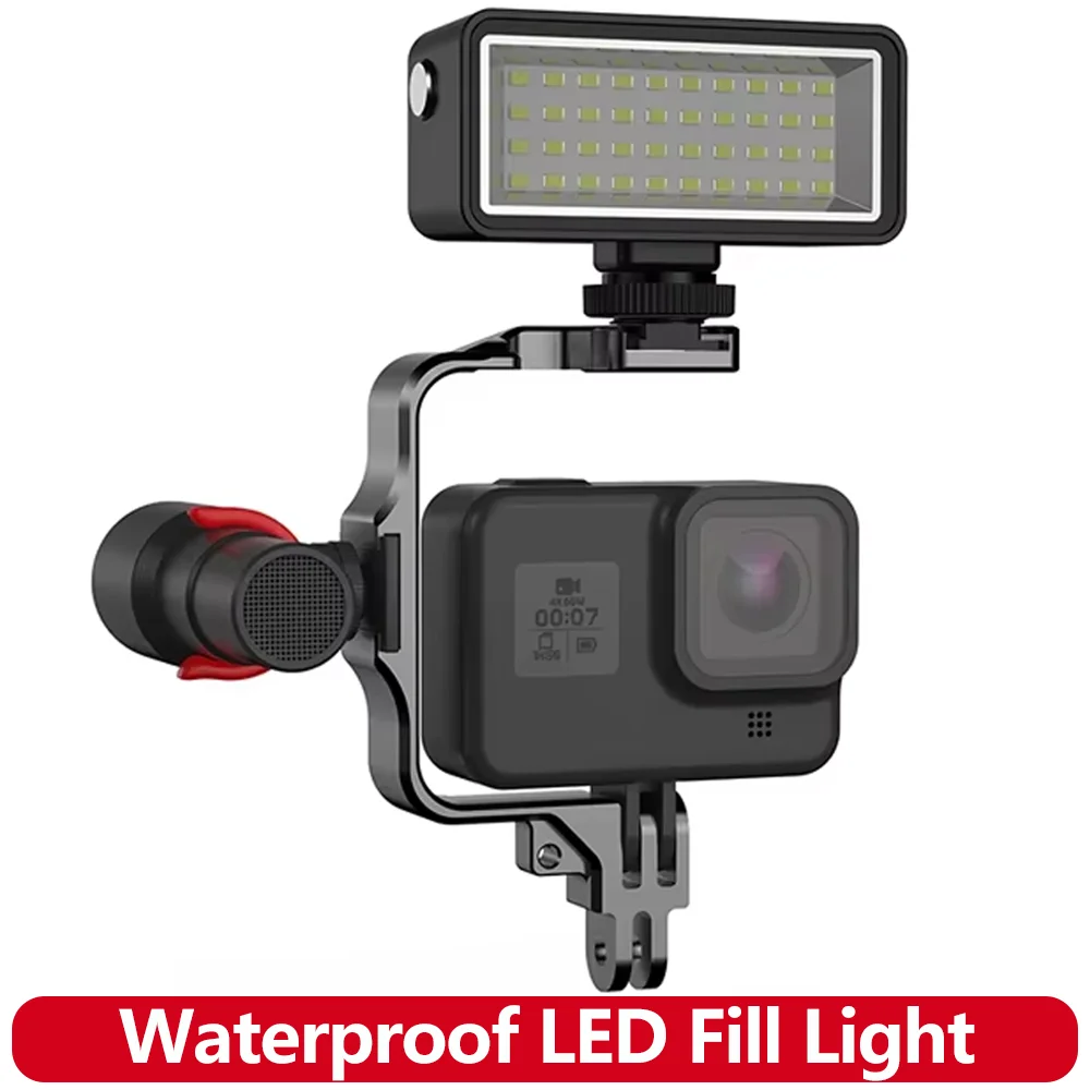 Wasserdichte LED Füllen Licht Tauchen Nachtlicht Für Gopro Hero 13 12 11 10 SJCAM AKASO insta 360 DJI Osmo Action Kamera Zubehör Image