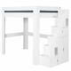 Lit mezzanine 2 places bois massif blanc 140x190 cm