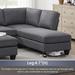 DARK GREY Reversible Cushions Sectional Sofa w/ Convertible Ottoman