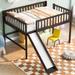 Low Loft Bed Kids Bed with Slide for Boys Girls, Loft Bed Toddler Bed with Ladder and Safety Guardrail Wood Slat Support