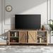 Wood TV Stand Entertainment Center with Barn Door and Adjustable Shelf, Metal Media TV Console Storage Table/ Entryway Table