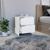 Wood Furniture Nightstand with 2 Storage Area Drawers，End Table with Sturdy Base，Modern Handcrafted Side Table