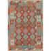 Kilim Reversible Oriental Area Rug Hand-Woven Multi-Color Wool Carpet - 5'0"x 6'4"