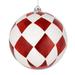 Vickerman 8" Red Ball with White Diamond Glitter Christmas Ornament