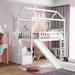 Twin Size Loft Bed with Slide, Stairs with 2 Drawers, Wooden House Loftbed w/Stairway&Roof, Playhouse Bedframe for Teens Kids