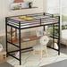 Twin Metal Black Loft Bed with Desk Platform Bed, Upholstered Bed