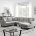 Grey Fabric 108"Modern U Shape Sectional Sofa, 7 Seat Fabric Sectional Sofa Set with 3 Pillows and Lounge Chairs (3 Colors)