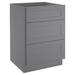 HOMLUX 3-Drawers 24 in.D x 34.5 in.H in Shaker Gray Plywood Base Kitchen Cabinet