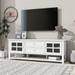 Multifunctional Storage TV Stand for Livingroom, Slight Design Entertainment Center with 2 Drawers and 2 Tier Shelves, White